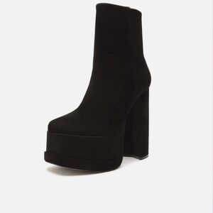 SCHUTZ Black Heeled Boots with Chunky Platform